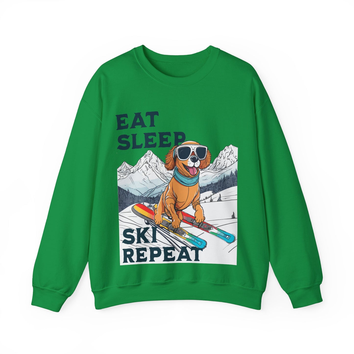 Cute Dog Cartoon Ski Lover Meme Crewneck Sweatshirt