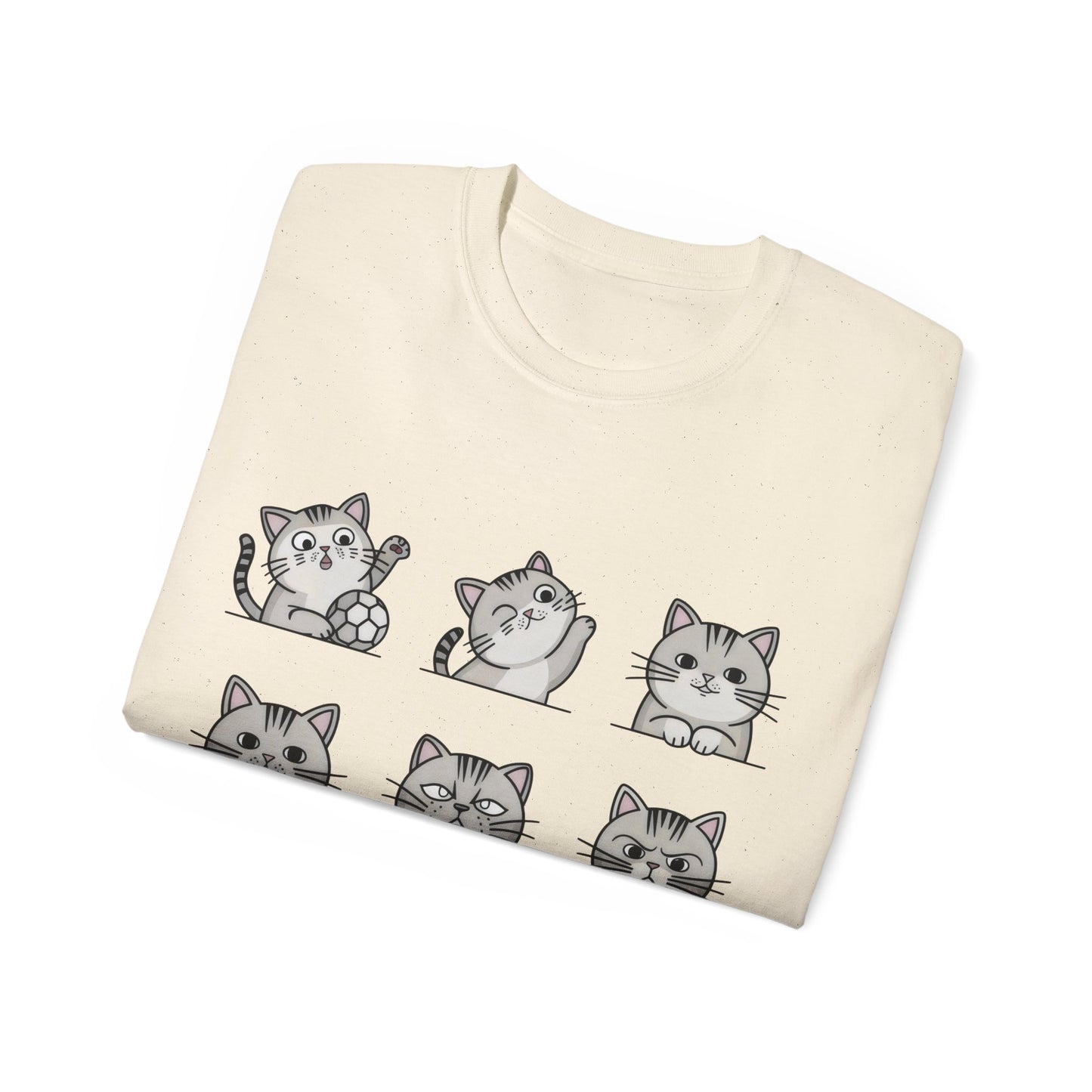 Nine Cute Cats Cartoon Organic T-Shirt