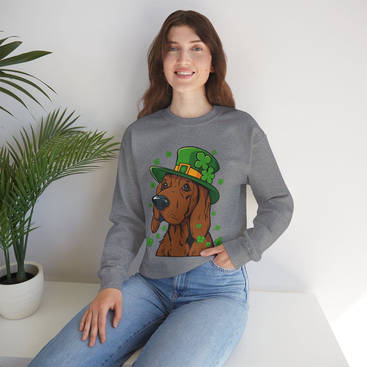 Cute Cartoon Shamrock Bloodhound St Patrick's Day Sweatshirt