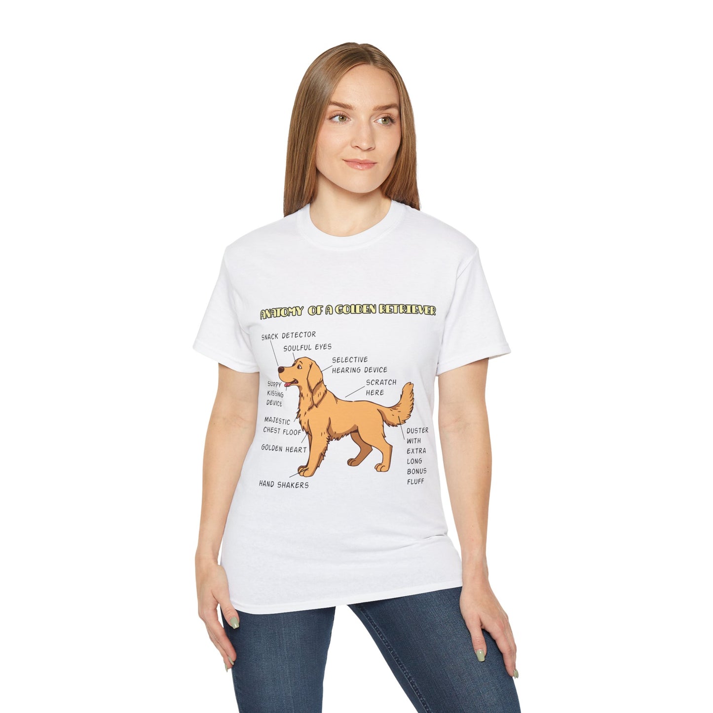 Dog Anatomy Unisex Tee - Cute Golden Retriever Cartoon Design