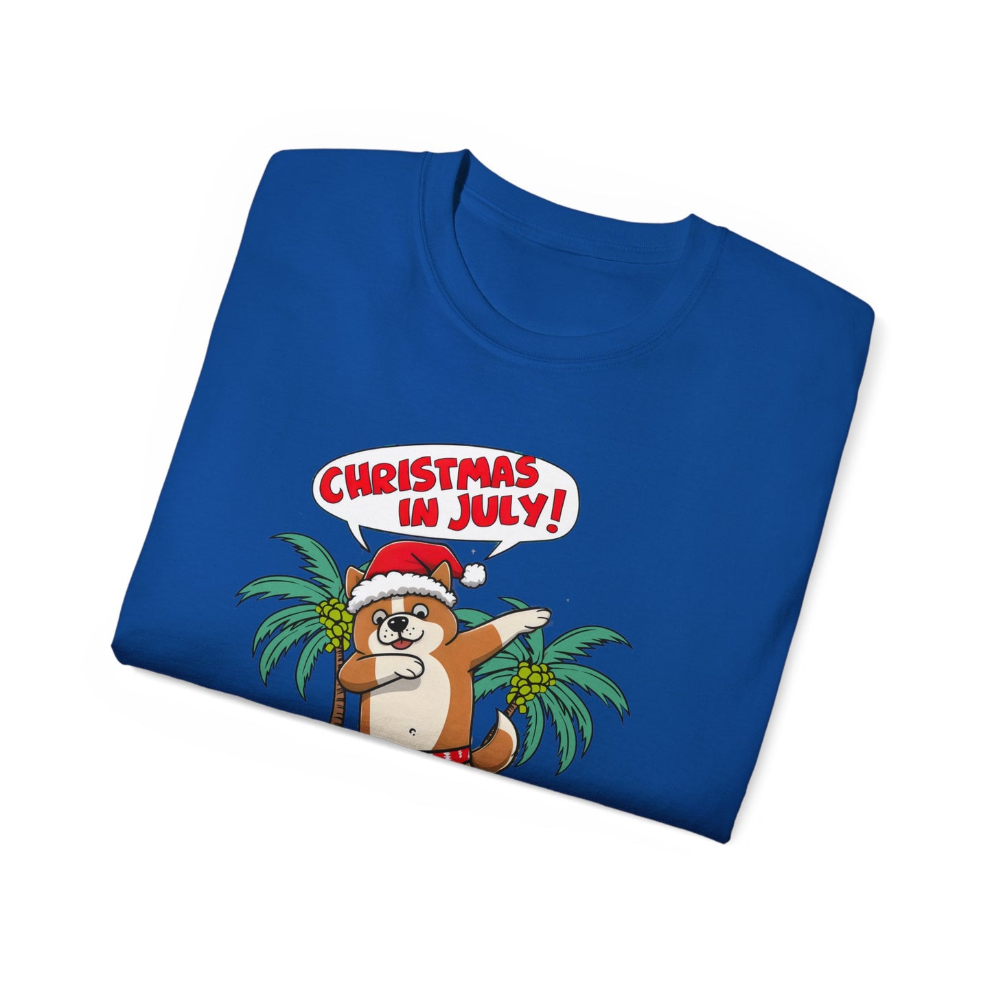 Cute Dog Cartoon Christmas in July Unisex Organic T-Shirt