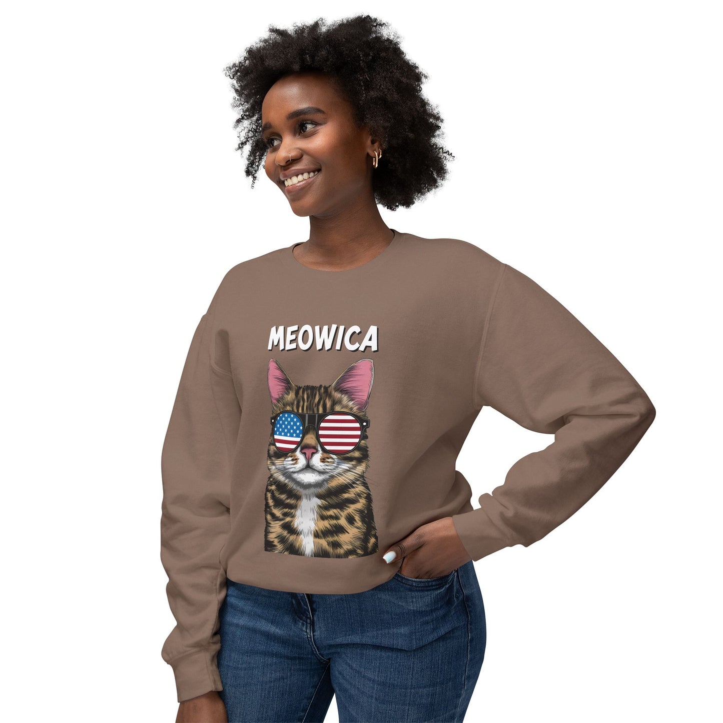 Cat Meme Crewneck Sweatshirt - Cute Meowica Design