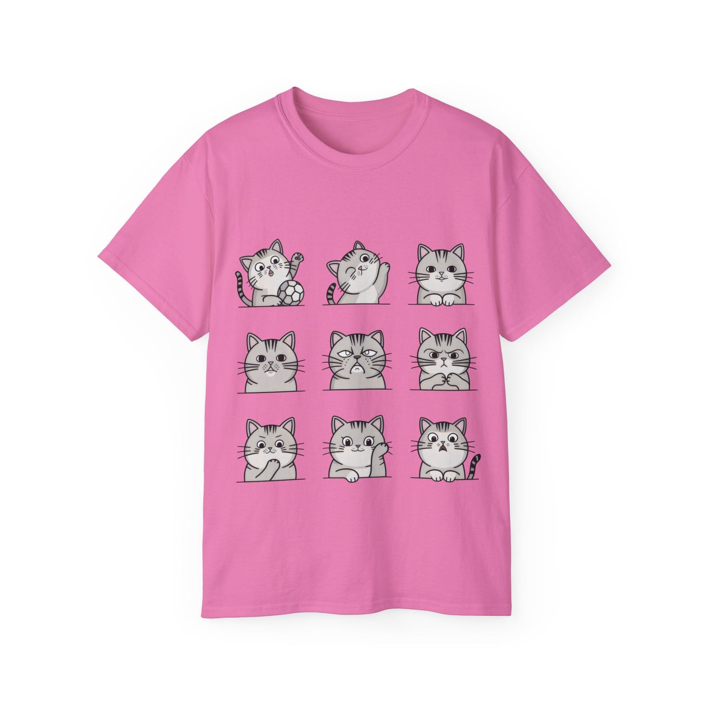 Nine Cute Cats Cartoon Organic T-Shirt