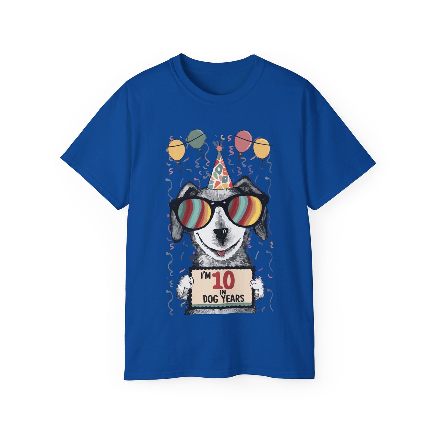 Cute Dog Cartoon I'm 10 in Dog Years Birthday Unisex Organic T-Shirt