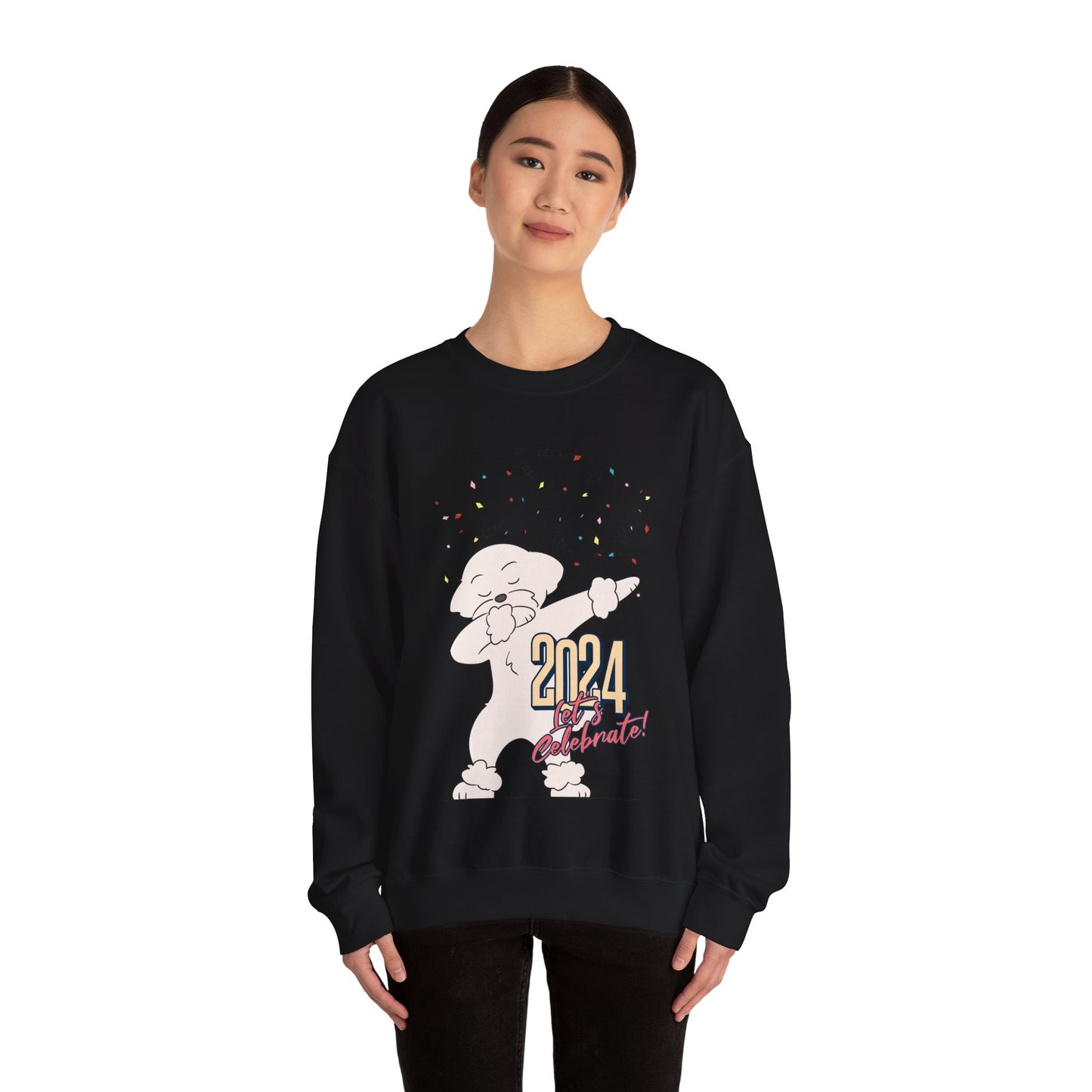 Cheeky Bichon Cute Let's Celebrate 2024 Unisex Crewneck Sweatshirt