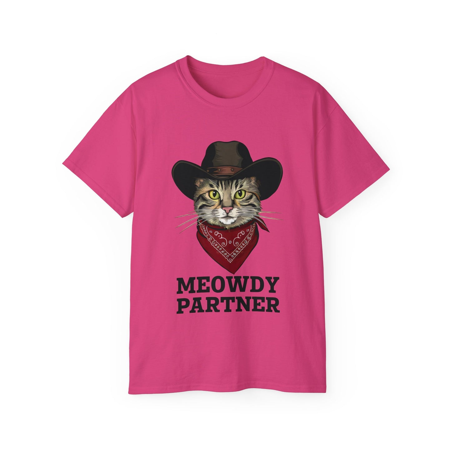 Cute Cat Cartoon Meowdy Partner Unisex Organic T-Shirt