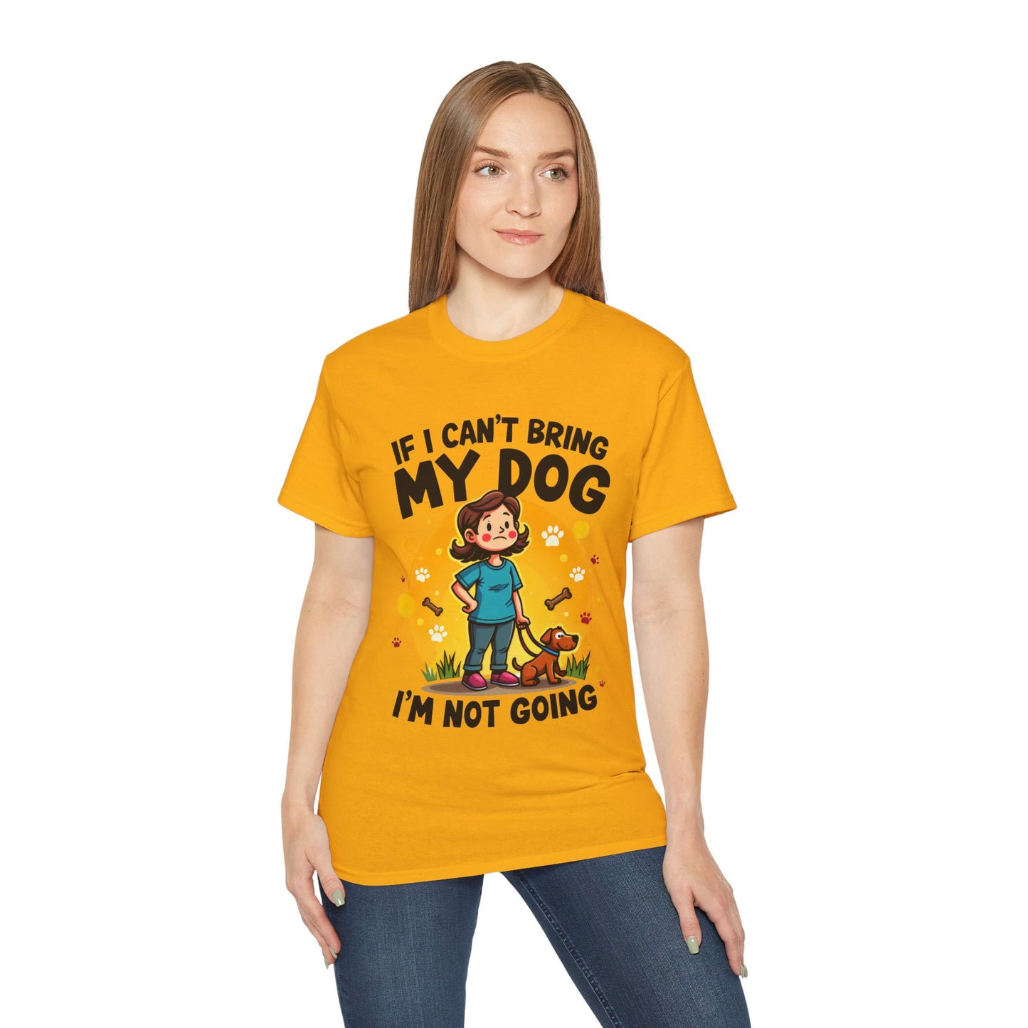 Cute Dog Cartoon If I Can't Bring My Dog I'm Not Going Meme Organic T-Shirt