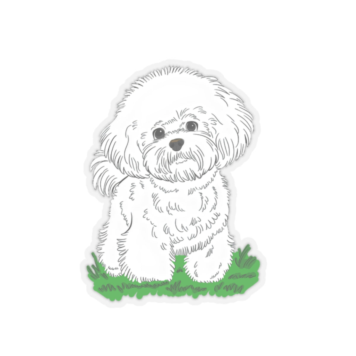 Cute Dog Cartoon Bichon Frise Poodle Kiss-cut Stickers