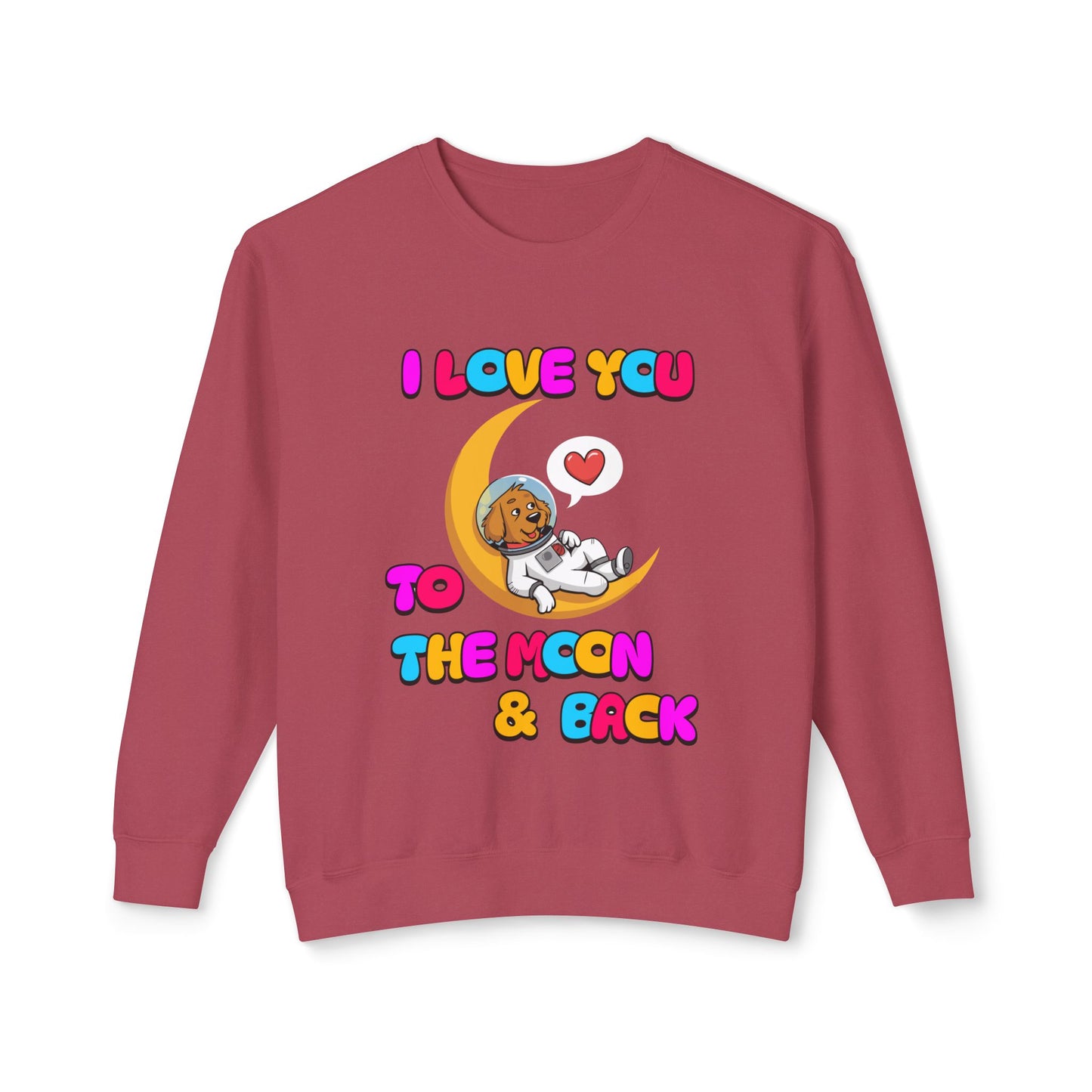 Dog Cartoon I Love You to the Moon and Back Valentine's Day Sweatshirt