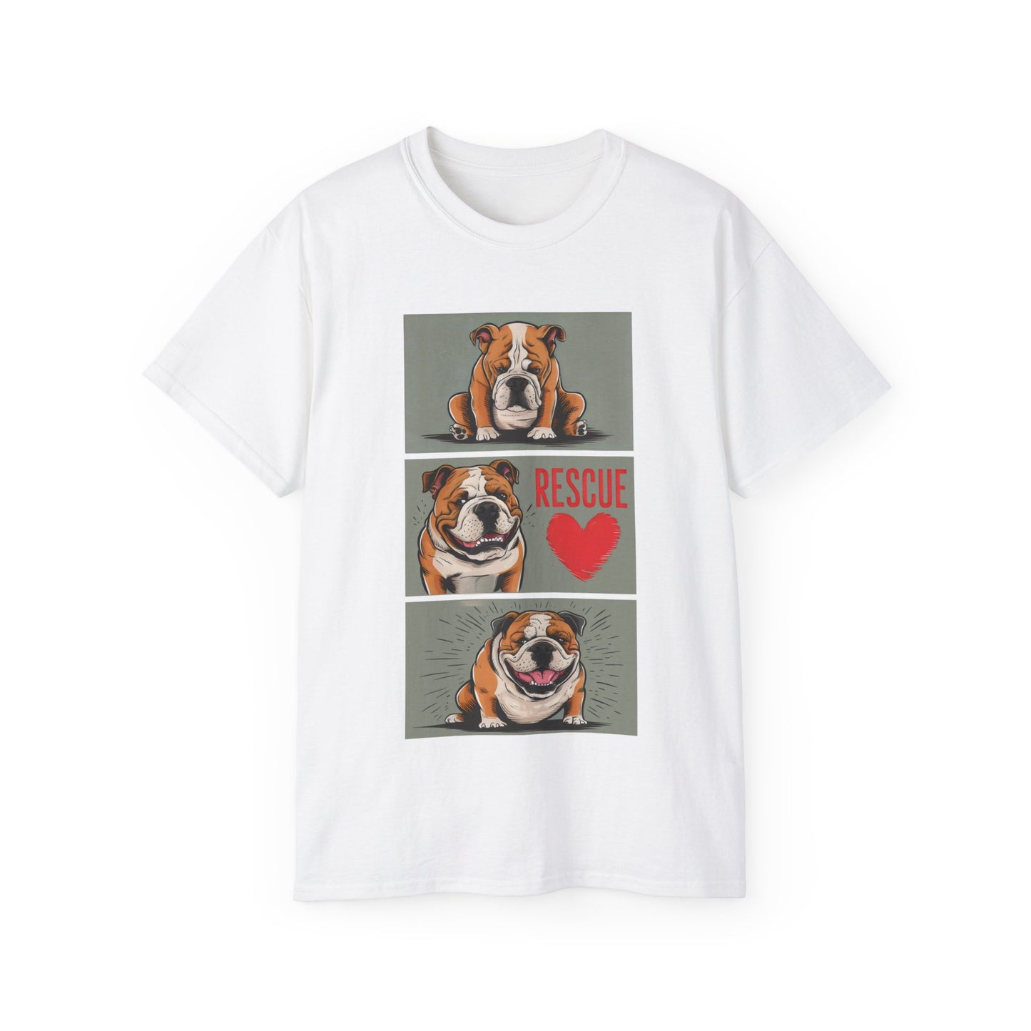 Cute Cartoon Bulldog Rescue Adopt Don't Shop Organic T-Shirt