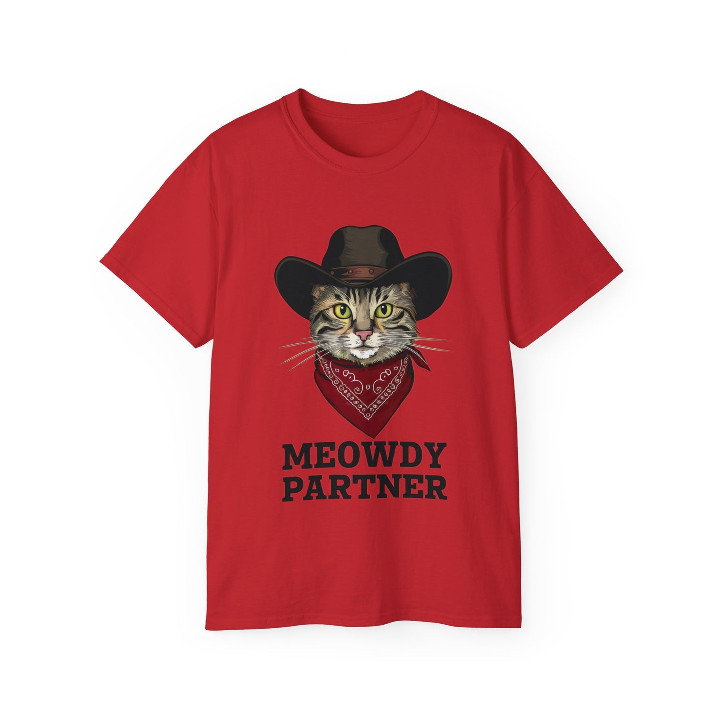 Cute Cat Cartoon Meowdy Partner Unisex Organic T-Shirt