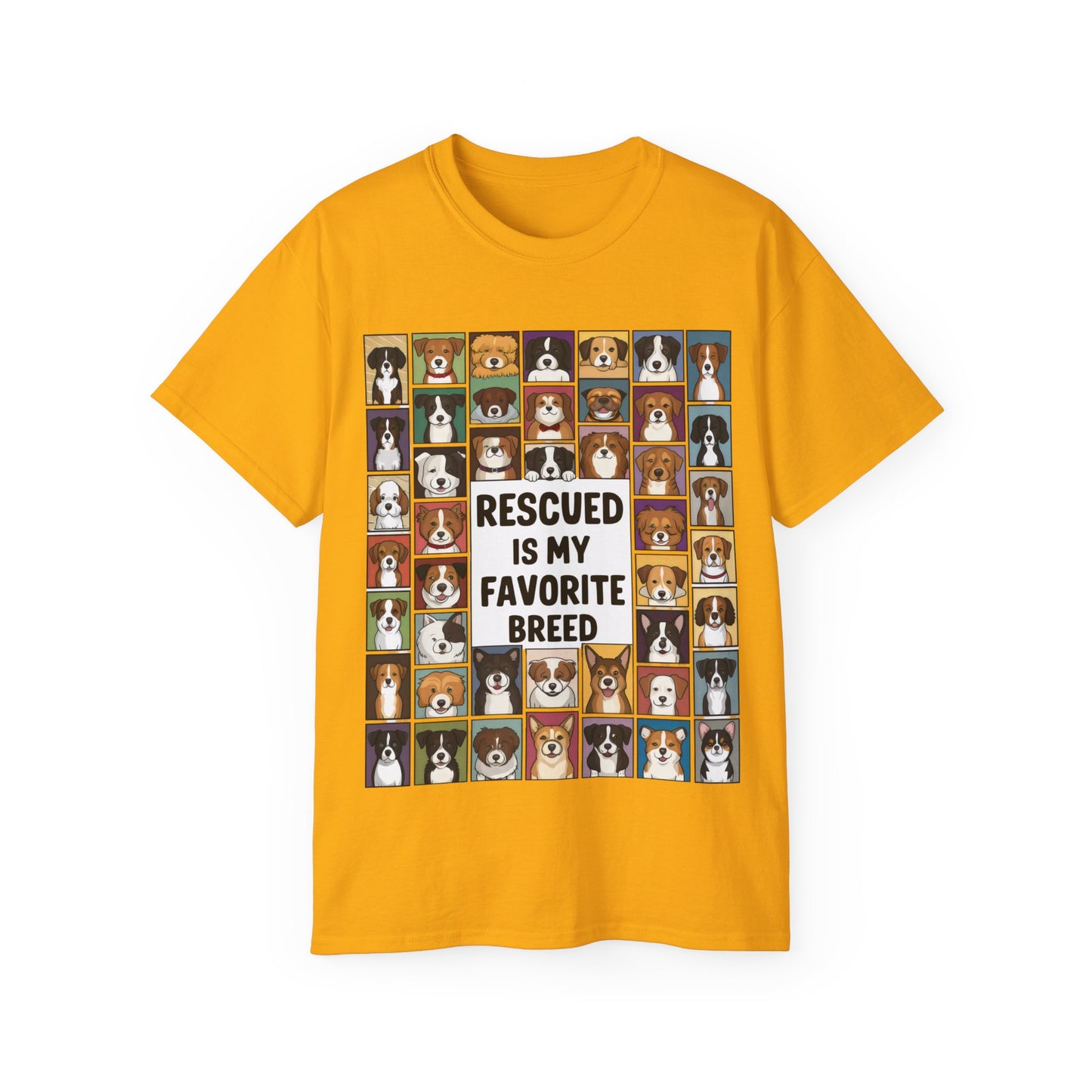 Cute Dog Cartoon Rescued is My Favorite Breed Unisex Organic T-Shirt