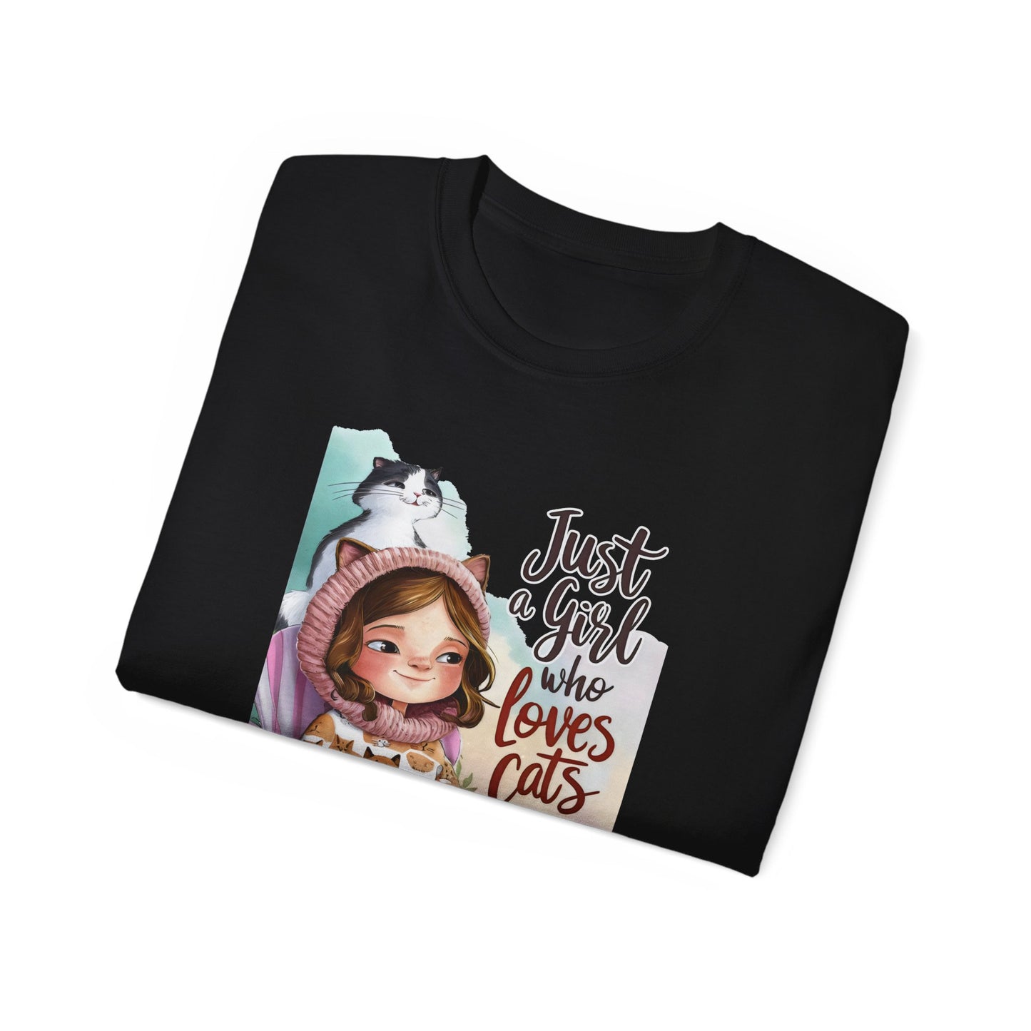 Cute Cartoon Just a Girl Who Loves Cats Organic T-Shirt