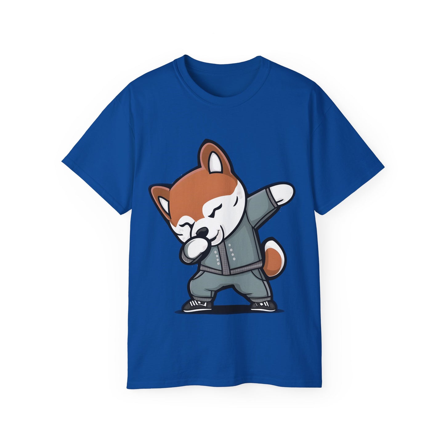 Cute Dog Cartoon Dabbing Shiba Unisex Organic T-Shirt