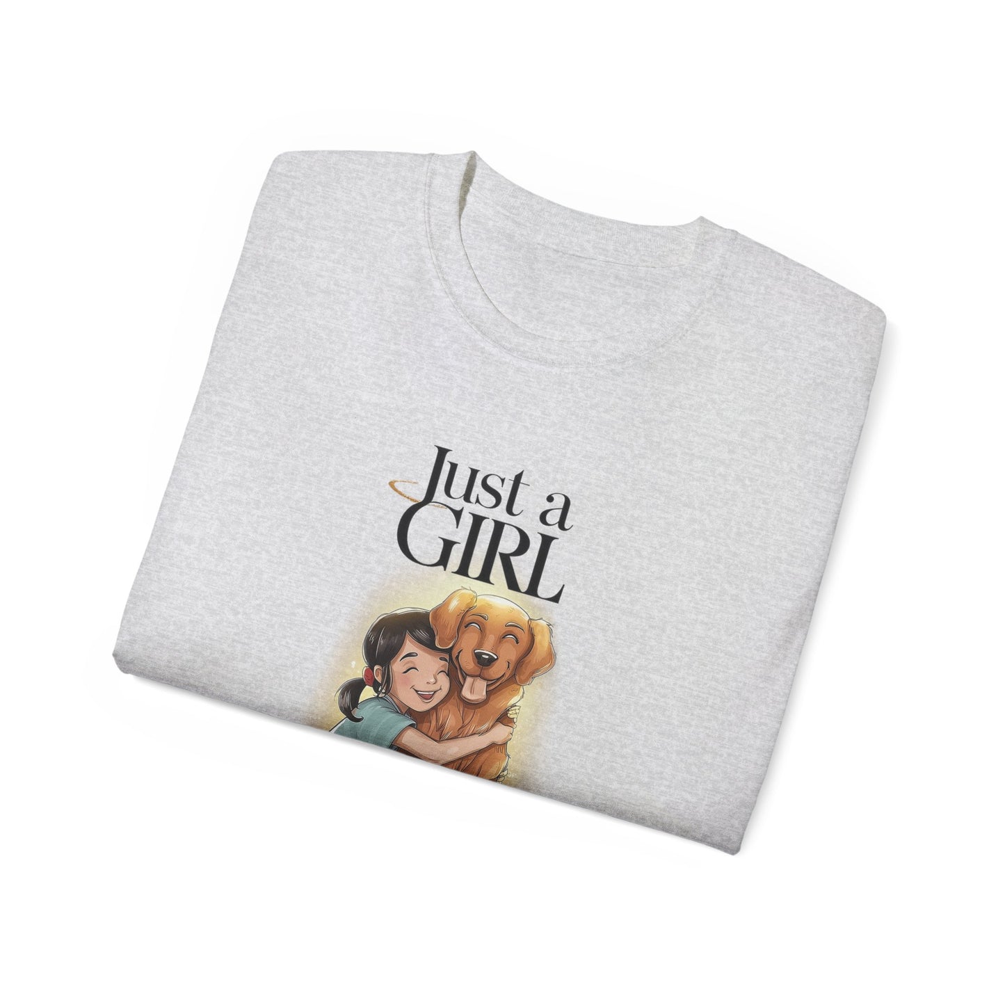 Cute Dog Cartoon Just a Girl Who Loves Goldens Unisex Organic T-Shirt