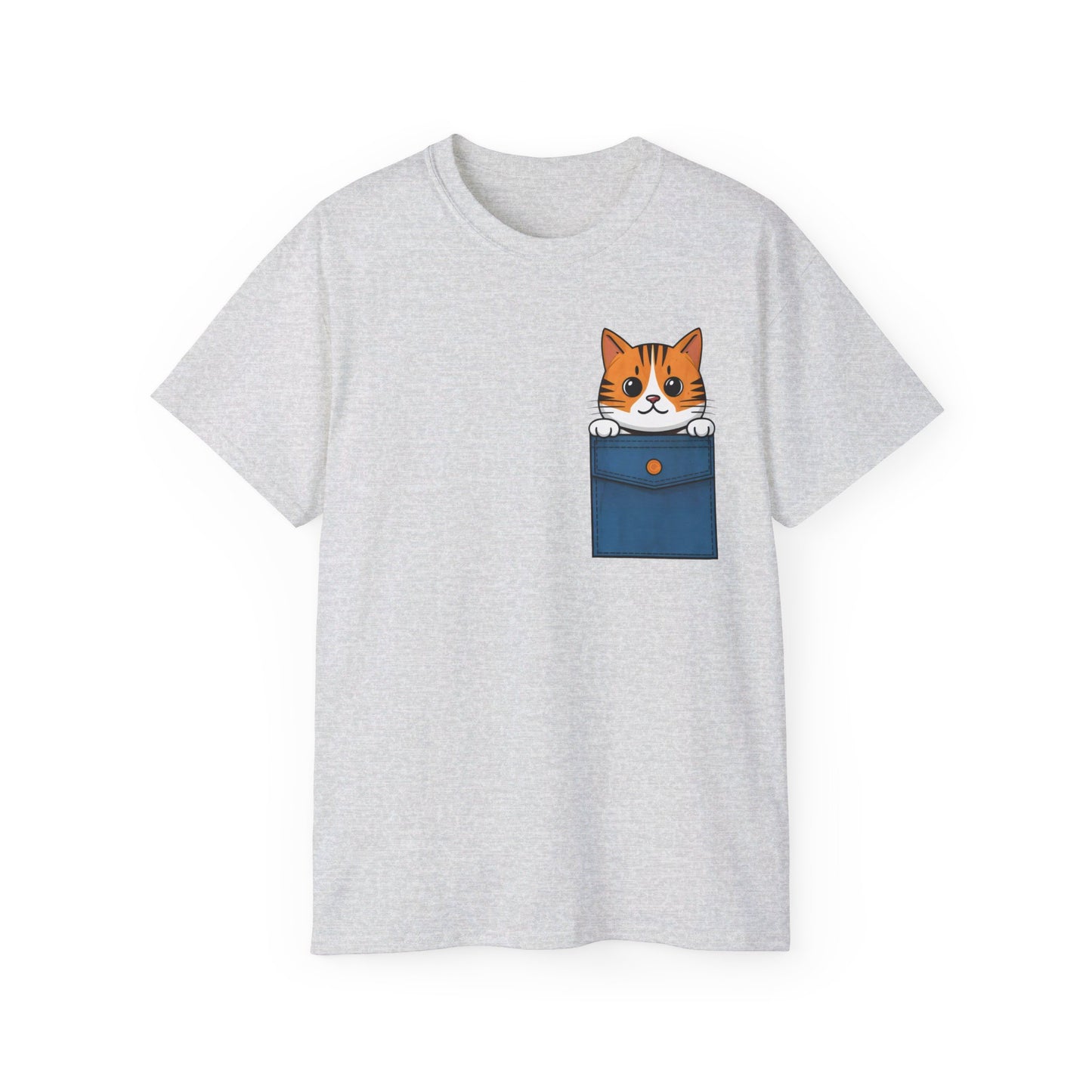 Cute Cartoon Cat in Pocket Unisex Organic T-Shirt