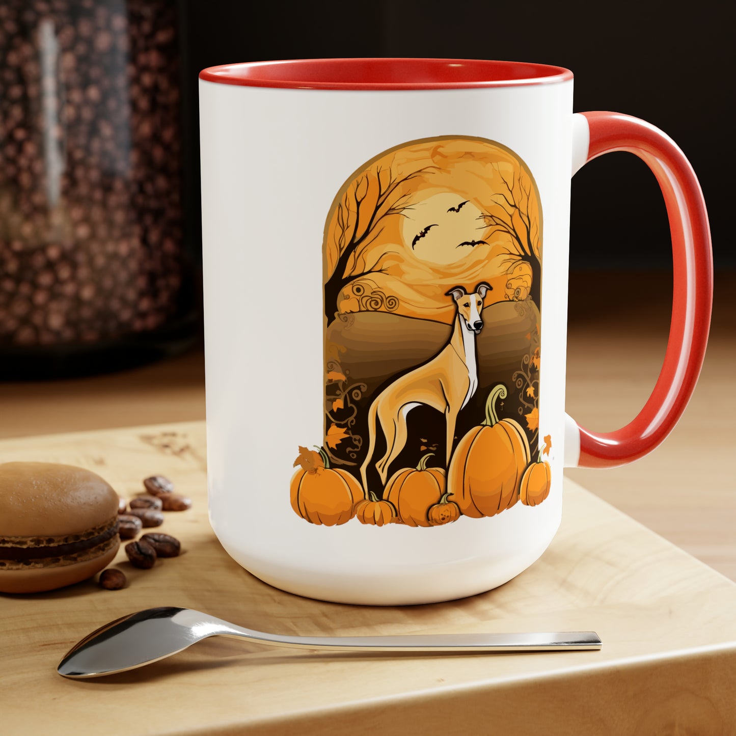 Greyhound Pumpkin Two-Tone Coffee Mugs, 15oz