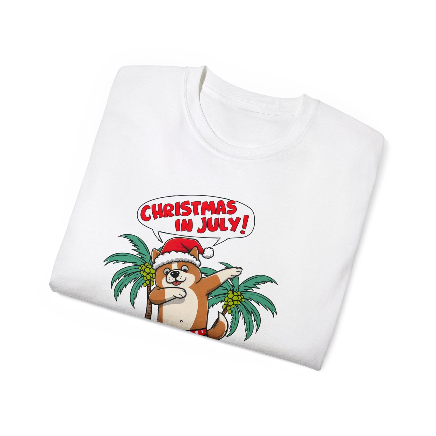 Cute Dog Cartoon Christmas in July Unisex Organic T-Shirt