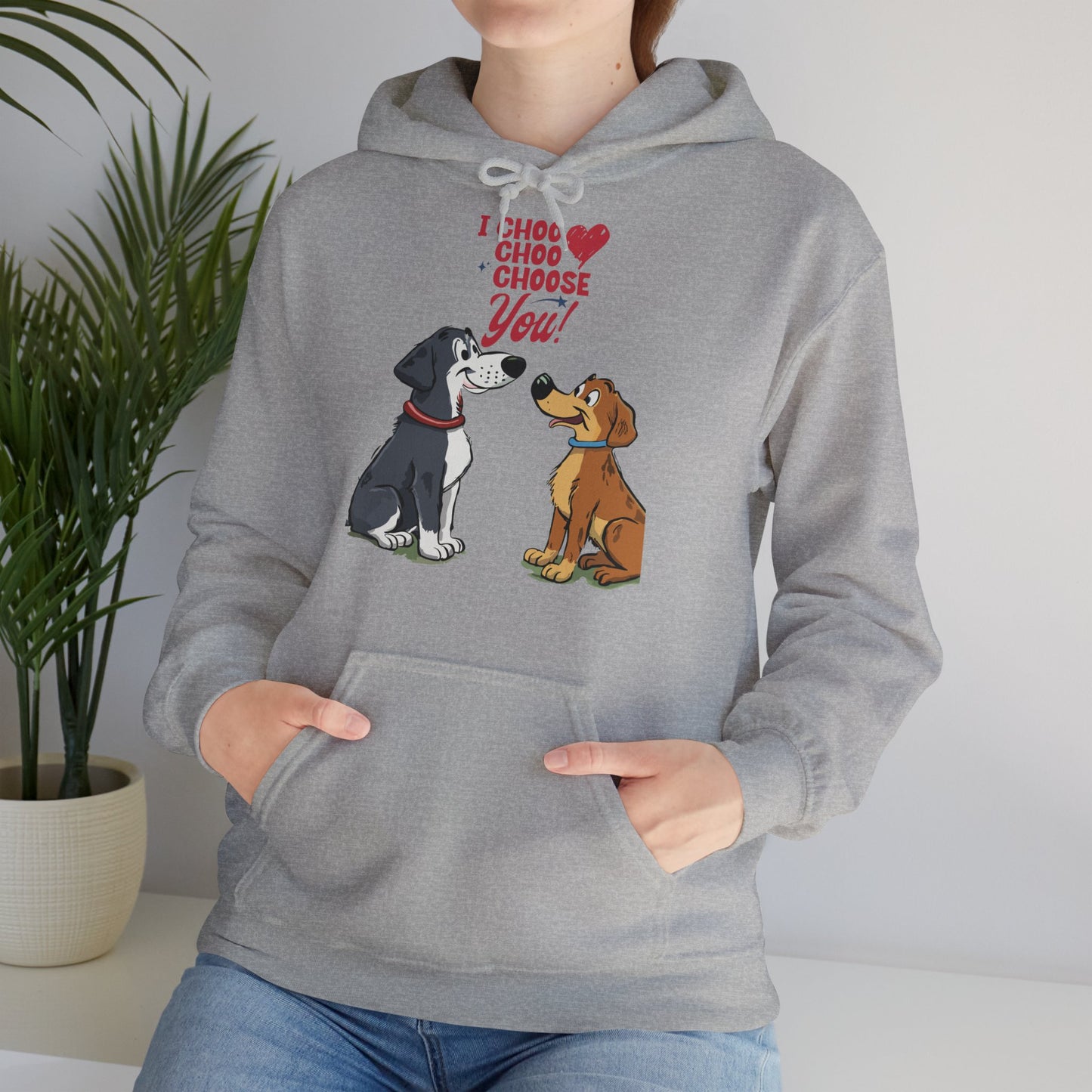 Cute Cartoon Dog I Choose You Valentine's Day Unisex Hooded Sweatshirt