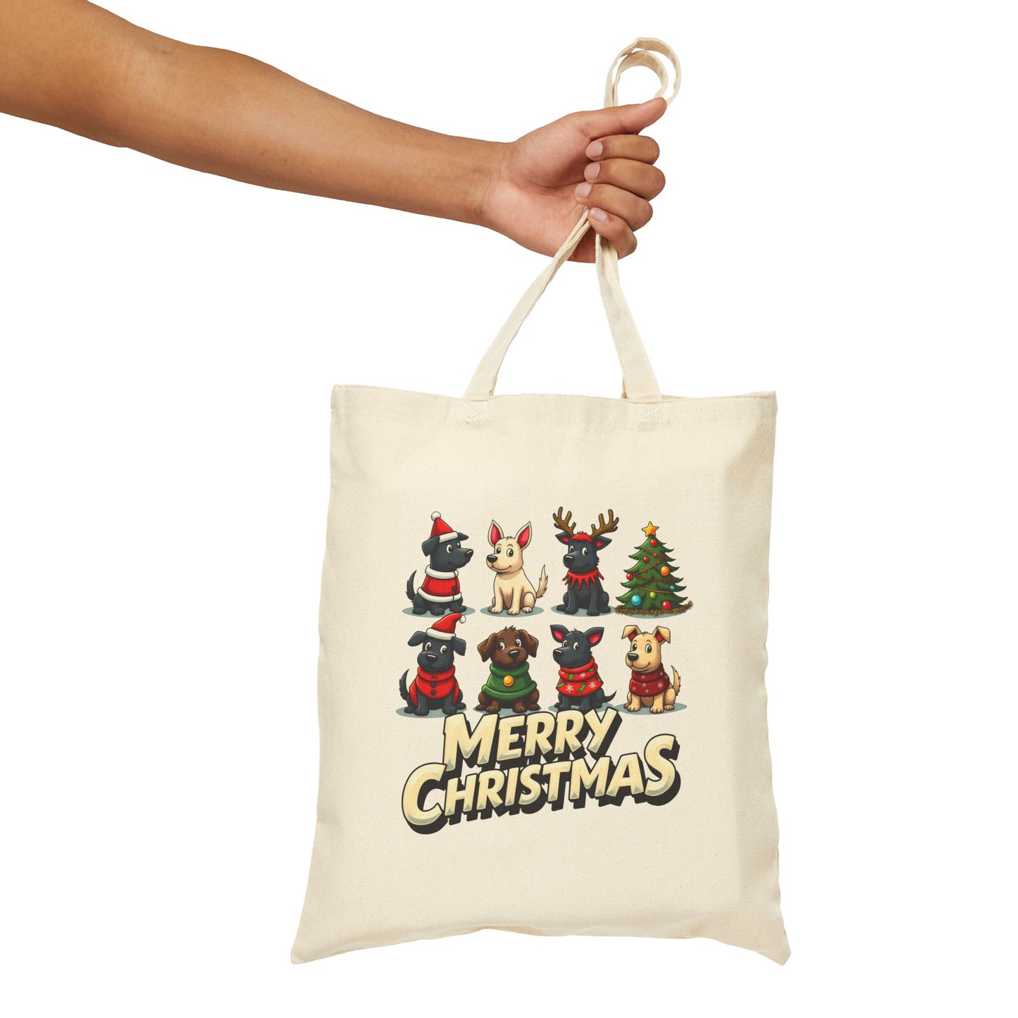 Dog Cartoon Merry Christmas Tote Bag