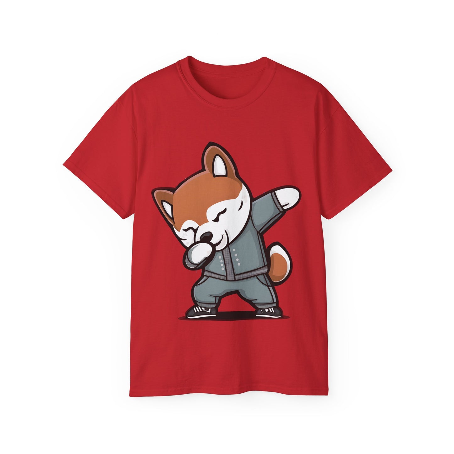 Cute Dog Cartoon Dabbing Shiba Unisex Organic T-Shirt