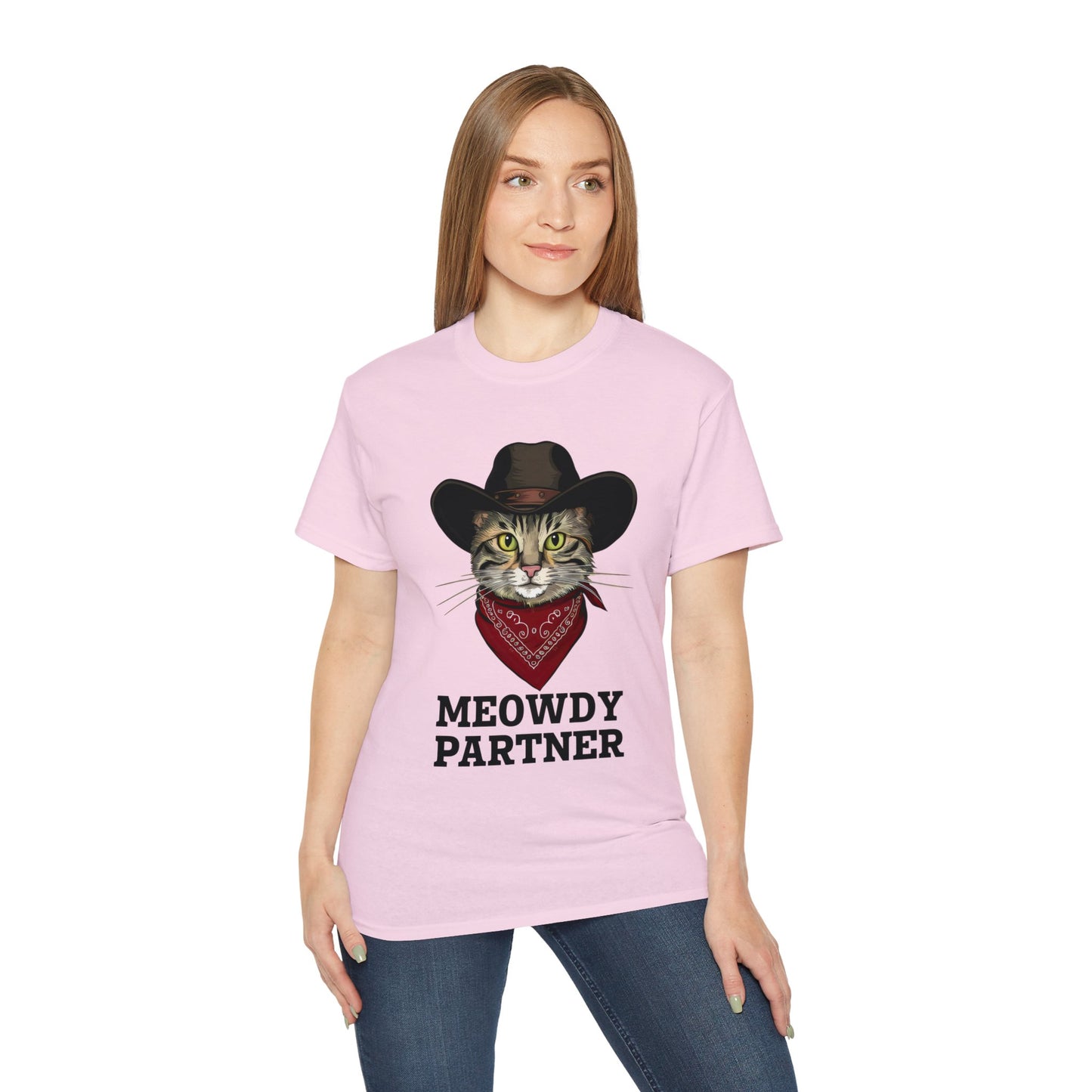 Cute Cat Cartoon Meowdy Partner Unisex Organic T-Shirt