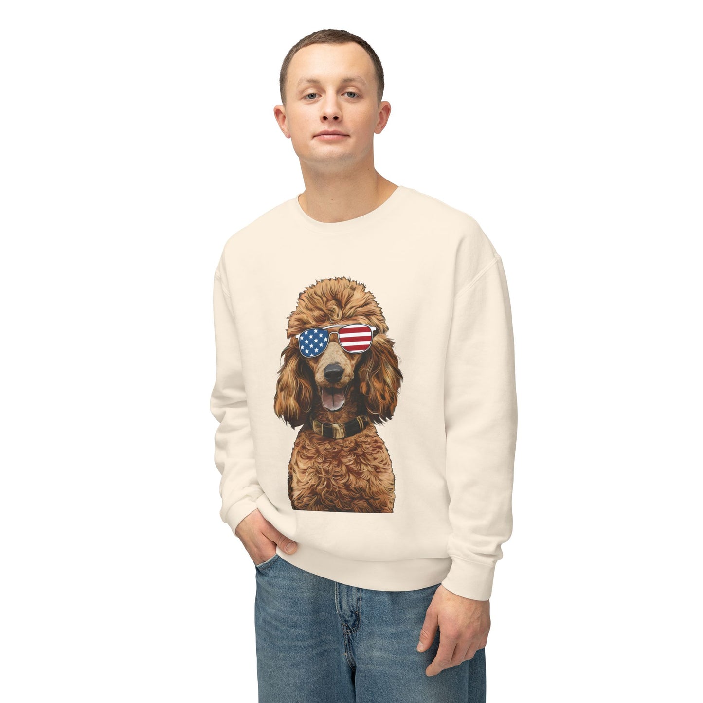 Cute Poodle in Sunglasses with US Lenses Sweatshirt