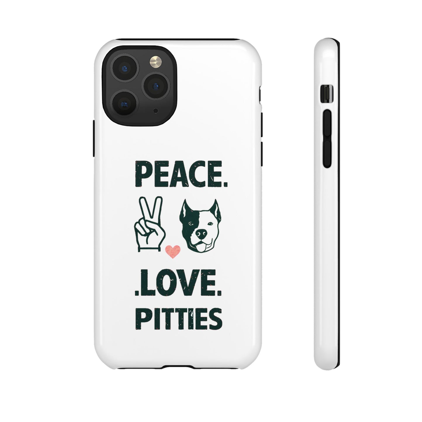 Cute Dog Cartoon Peace Love Pitties iPhone Tough Cases