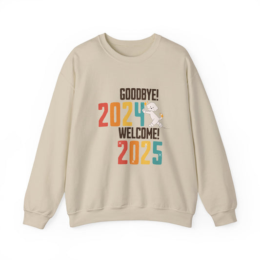 Cheeky Bichon Cute Funny Goodbye 2024 Welcome 2025 Unisex Crewneck Sweatshirt