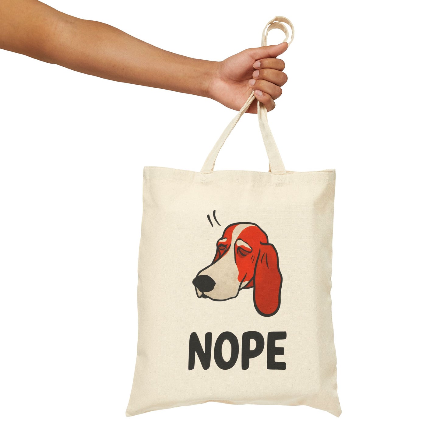 Cute Dog Cartoon Nope Meme Cotton Canvas Tote Bag