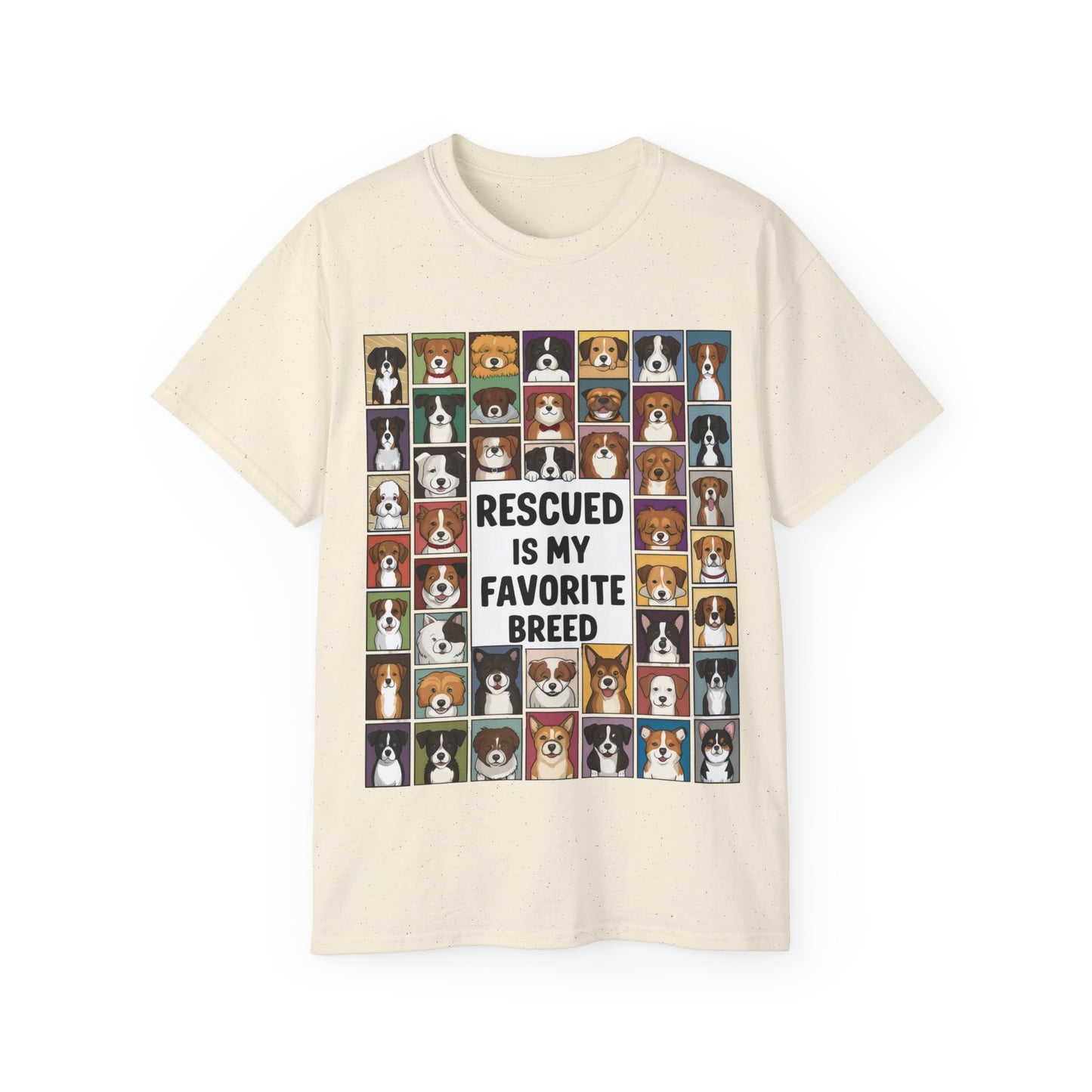 Cute Dog Cartoon Rescued is My Favorite Breed Unisex Organic T-Shirt