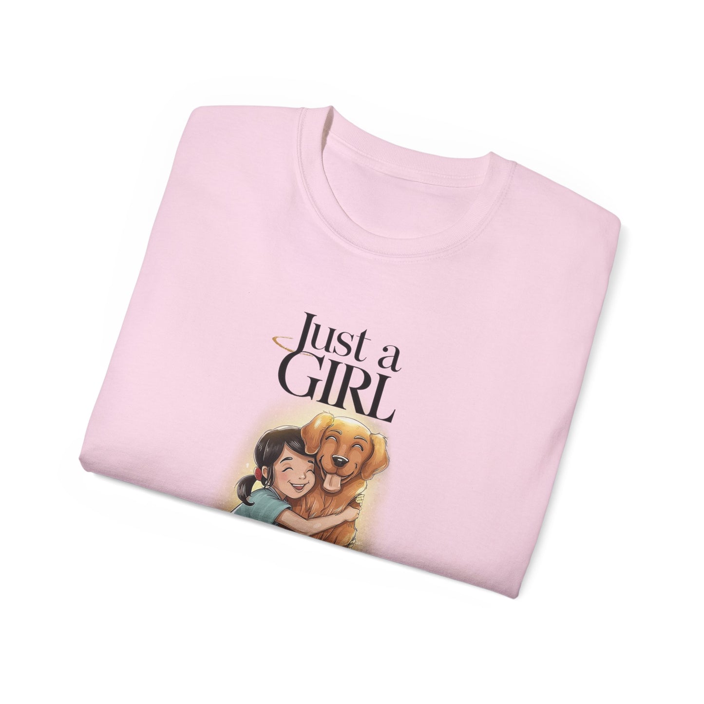 Cute Dog Cartoon Just a Girl Who Loves Goldens Unisex Organic T-Shirt