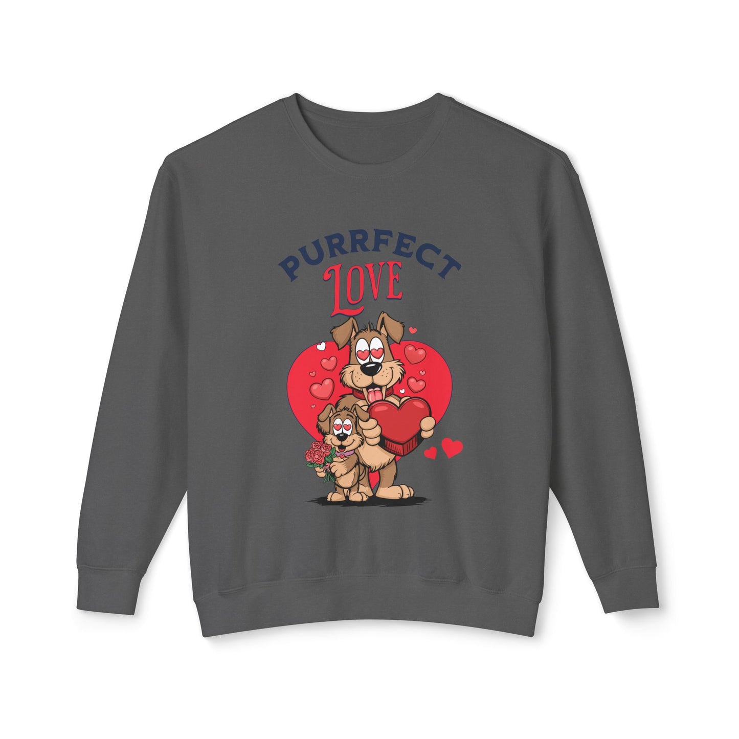 Cute Dog Cartoon Purrfect Love Valentine's Day Crewneck Sweatshirt