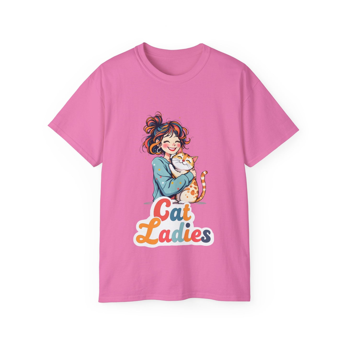 Cute Funny Cartoon Cat Ladies Organic T-Shirt