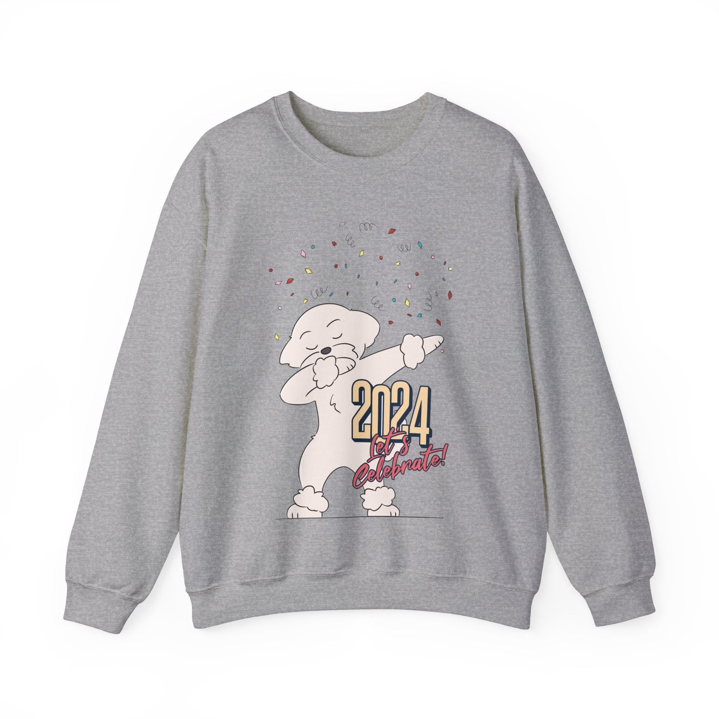 Cheeky Bichon Cute Let's Celebrate 2024 Unisex Crewneck Sweatshirt