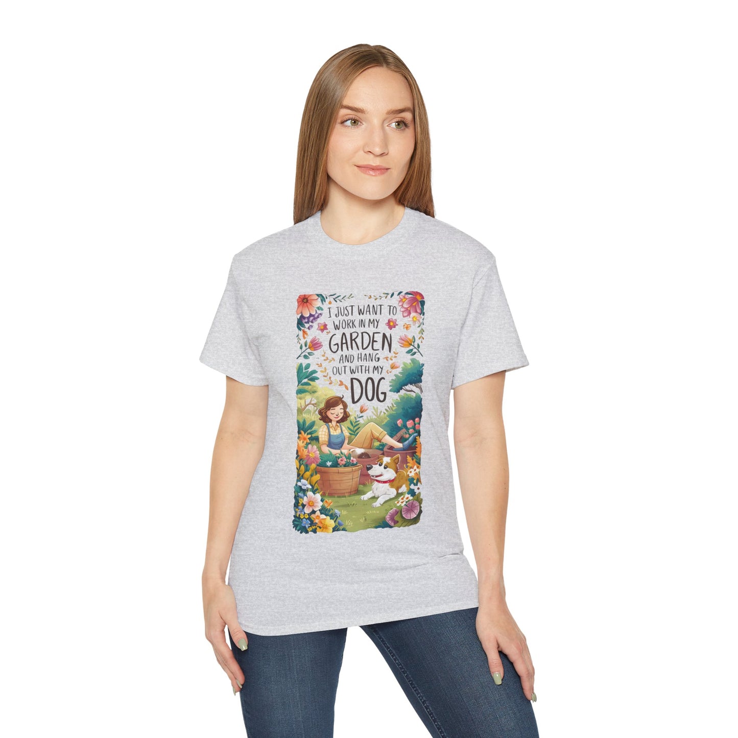 I Just Want to Work in My Garden and Hang Out with My Dog Organic T-Shirt