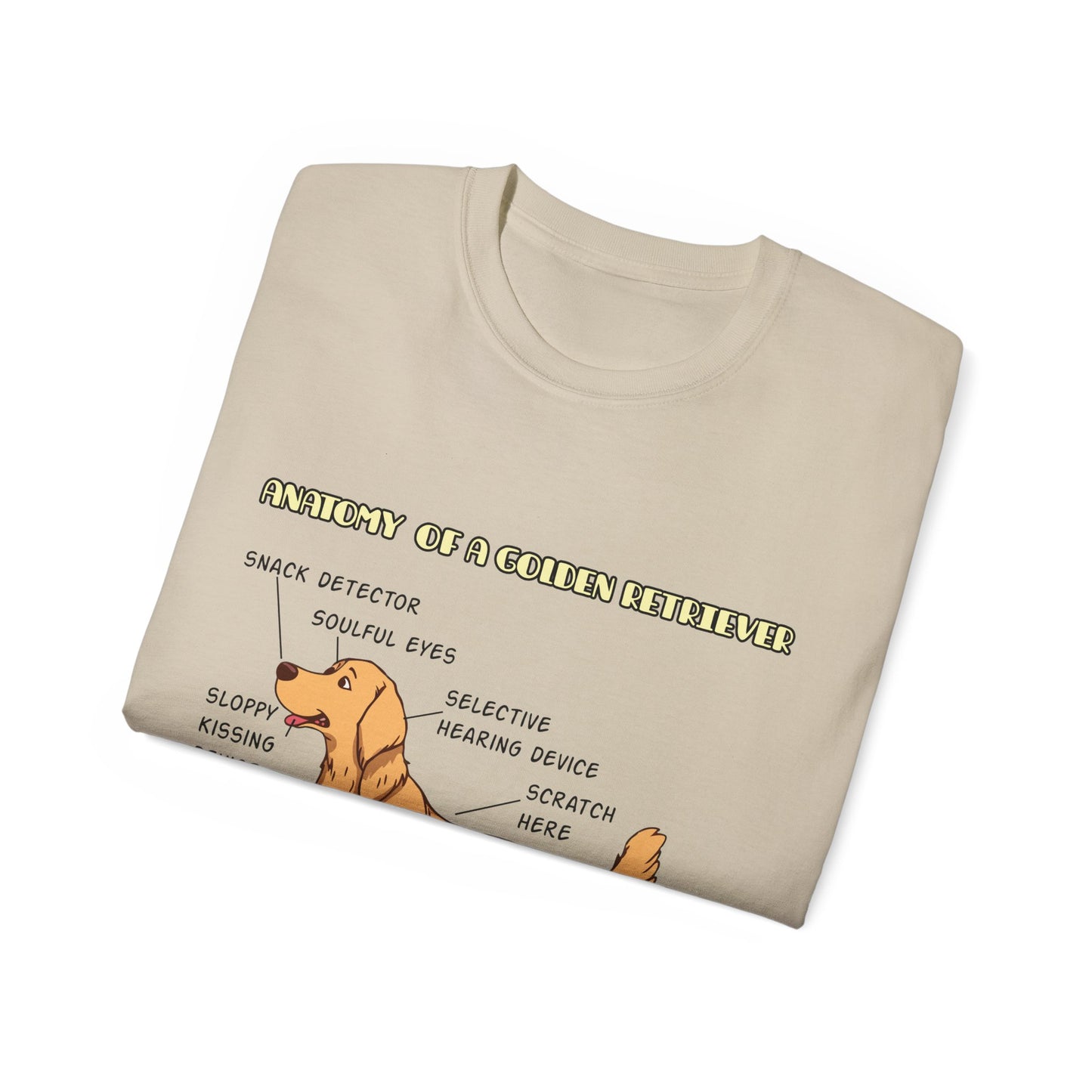 Dog Anatomy Unisex Tee - Cute Golden Retriever Cartoon Design