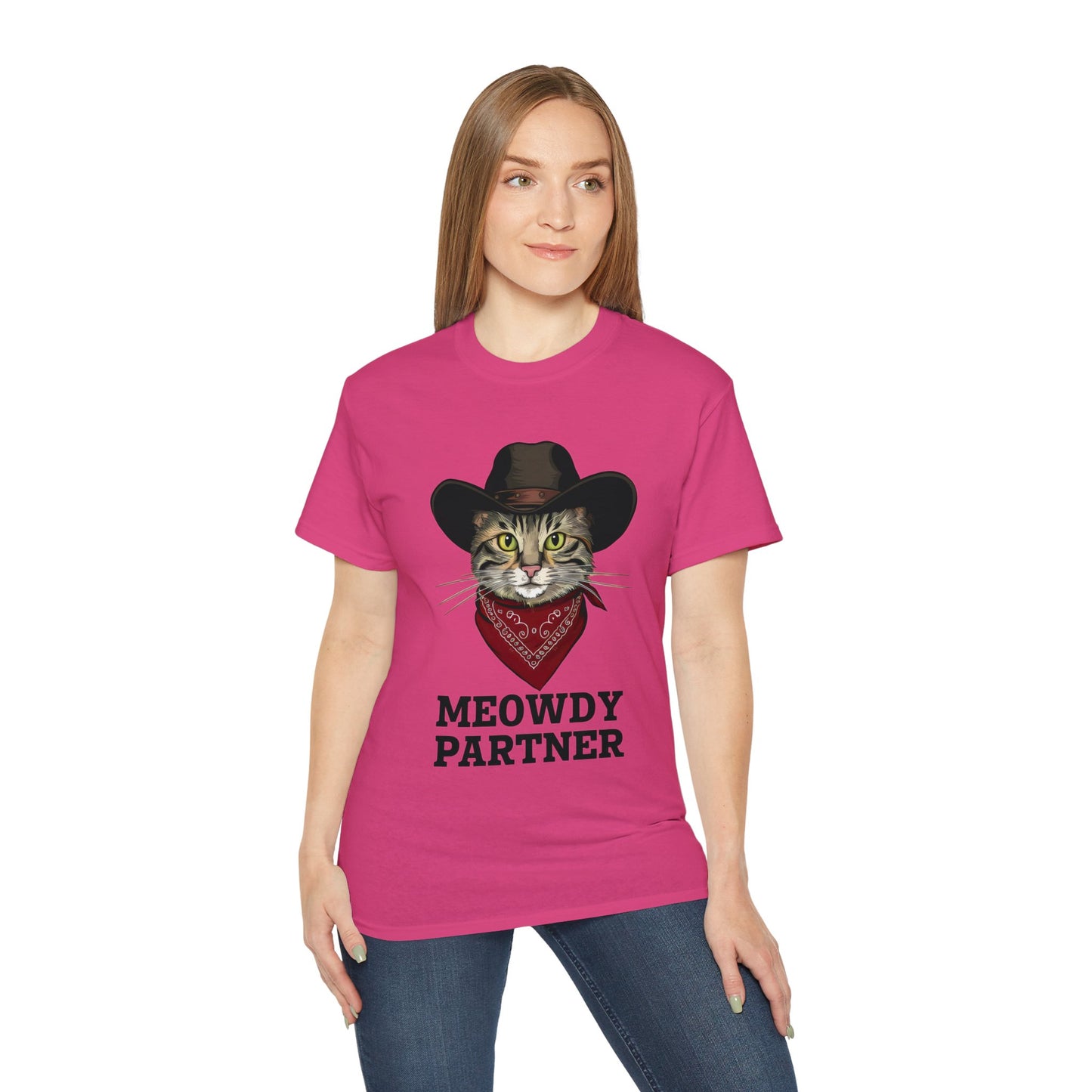 Cute Cat Cartoon Meowdy Partner Unisex Organic T-Shirt