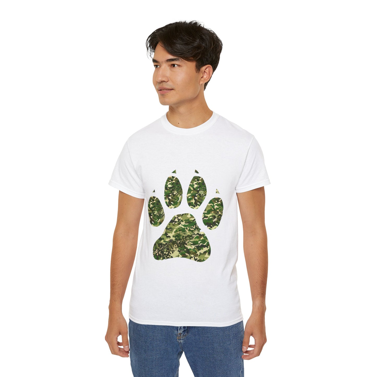 Cute Camouflage Paw Print Unisex Organic T-Shirt