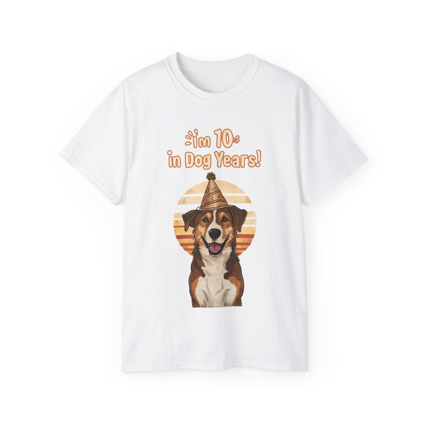 Cute Funny Cartoon I'm 10 in Dog Years Unisex Organic T-Shirt