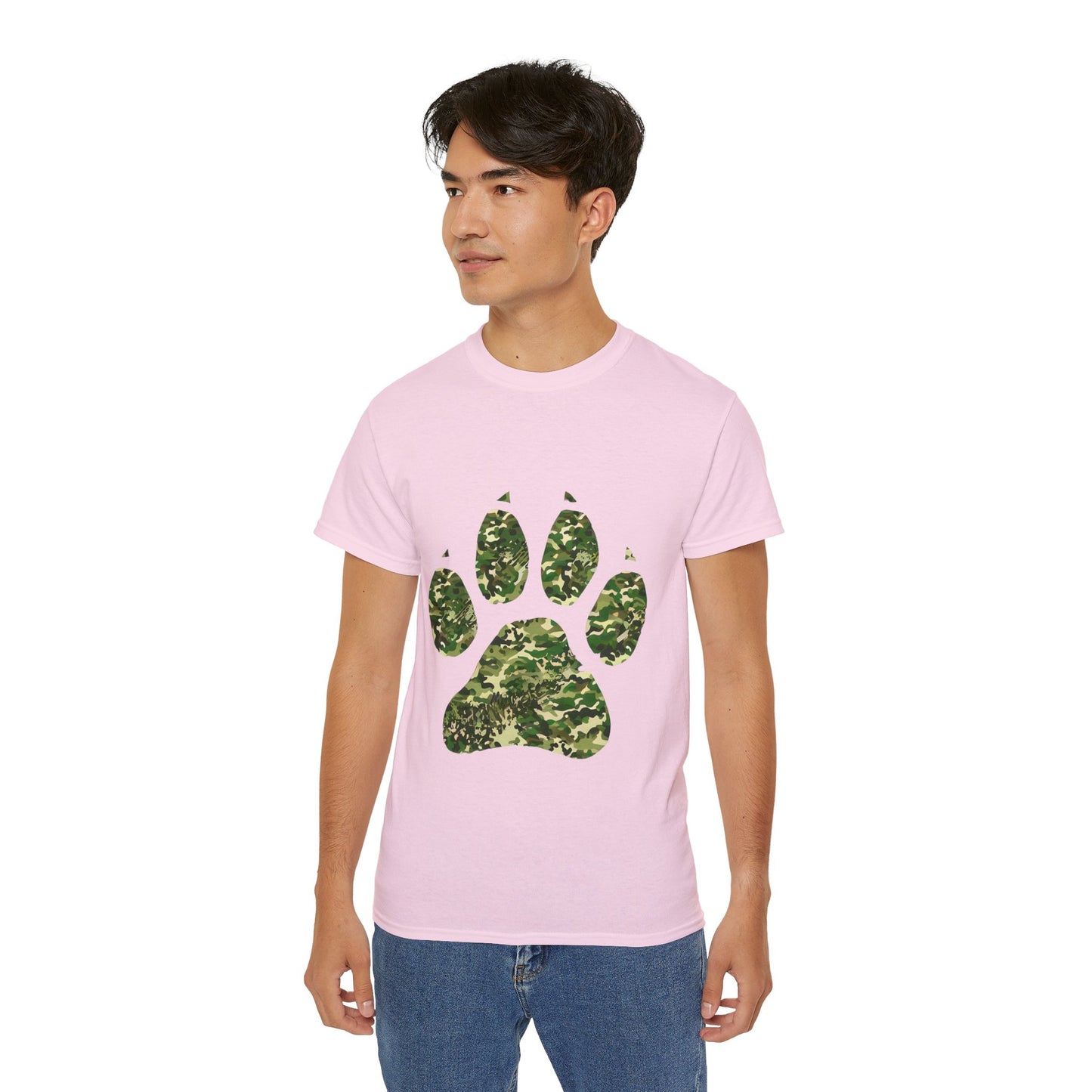 Cute Camouflage Paw Print Unisex Organic T-Shirt