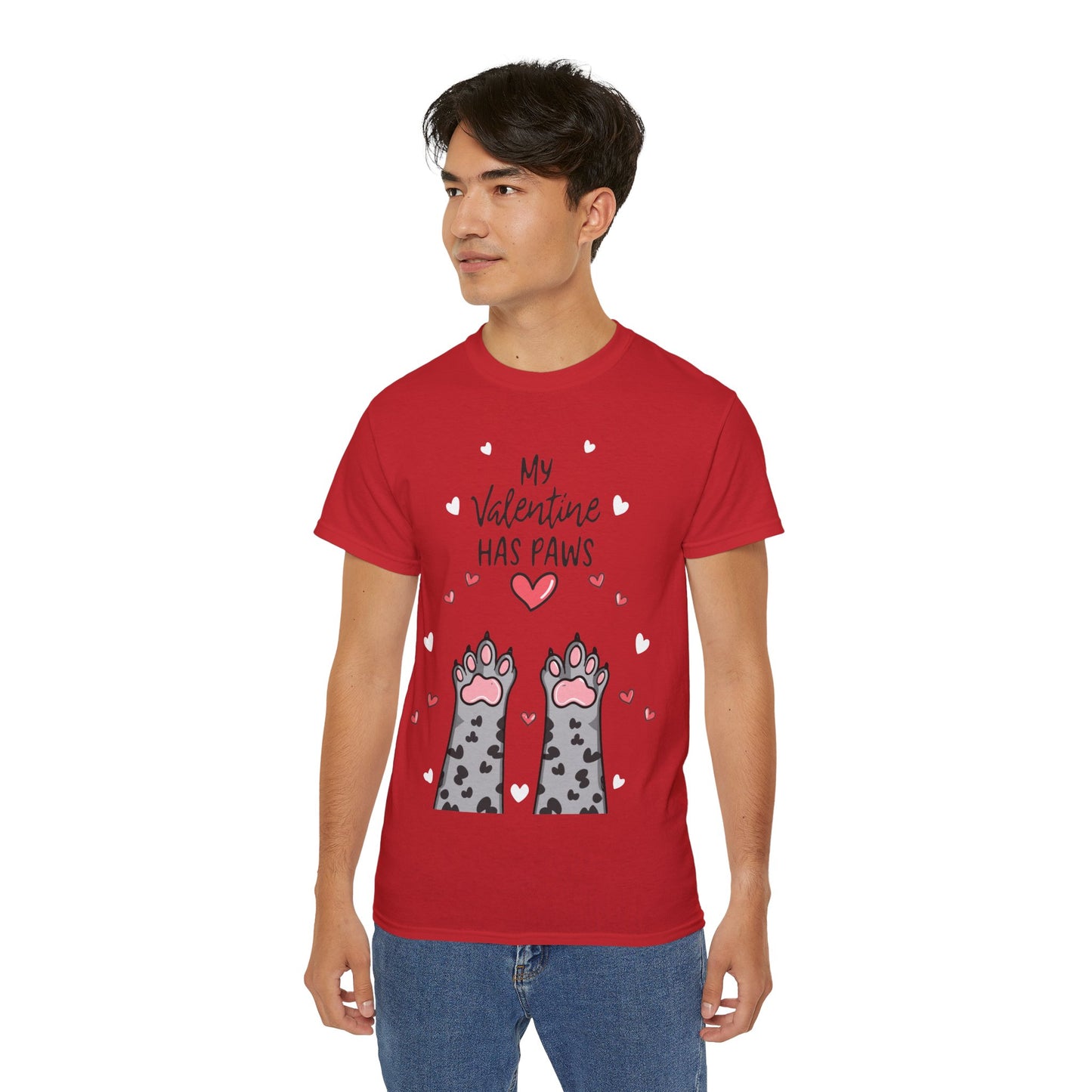 Cute Funny My Valentine Has Paws Unisex Organic T-Shirt