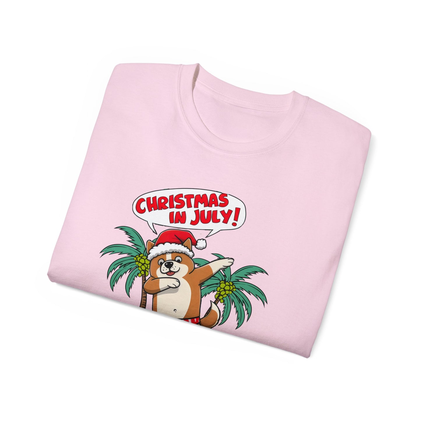 Cute Dog Cartoon Christmas in July Unisex Organic T-Shirt