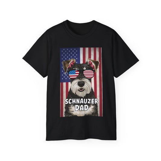 Cute Dog Cartoon Schnauzer Dad Organic T-Shirt