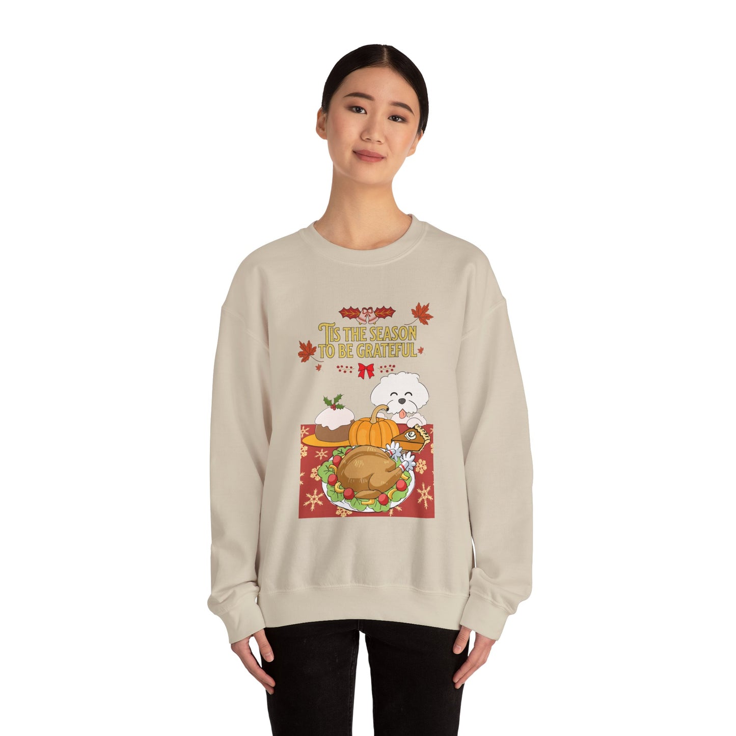 Tis the Season to be Grateful Thanksgiving Unisex Crewneck Sweatshirt