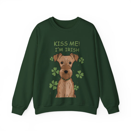 Cute Dog Cartoon St Patrick's Day Irish Terrier Crewneck Sweatshirt