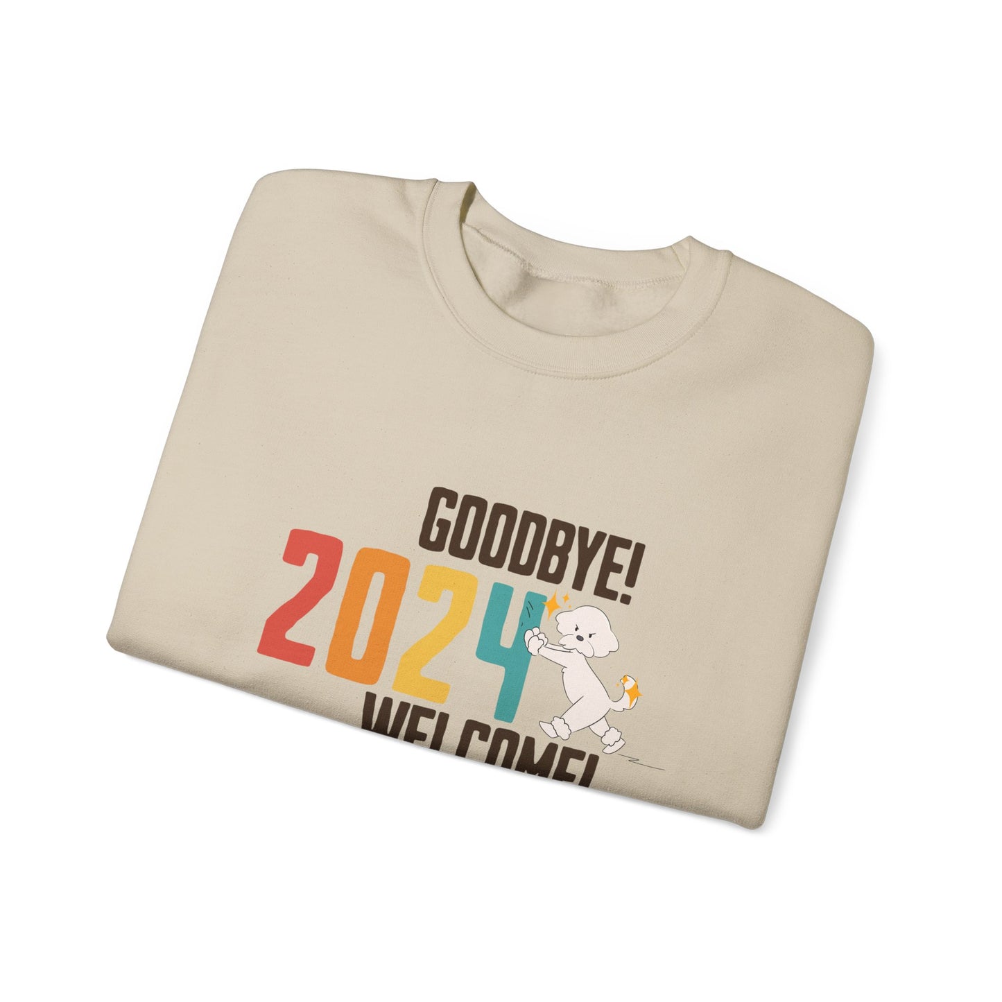 Cheeky Bichon Cute Funny Goodbye 2024 Welcome 2025 Unisex Crewneck Sweatshirt