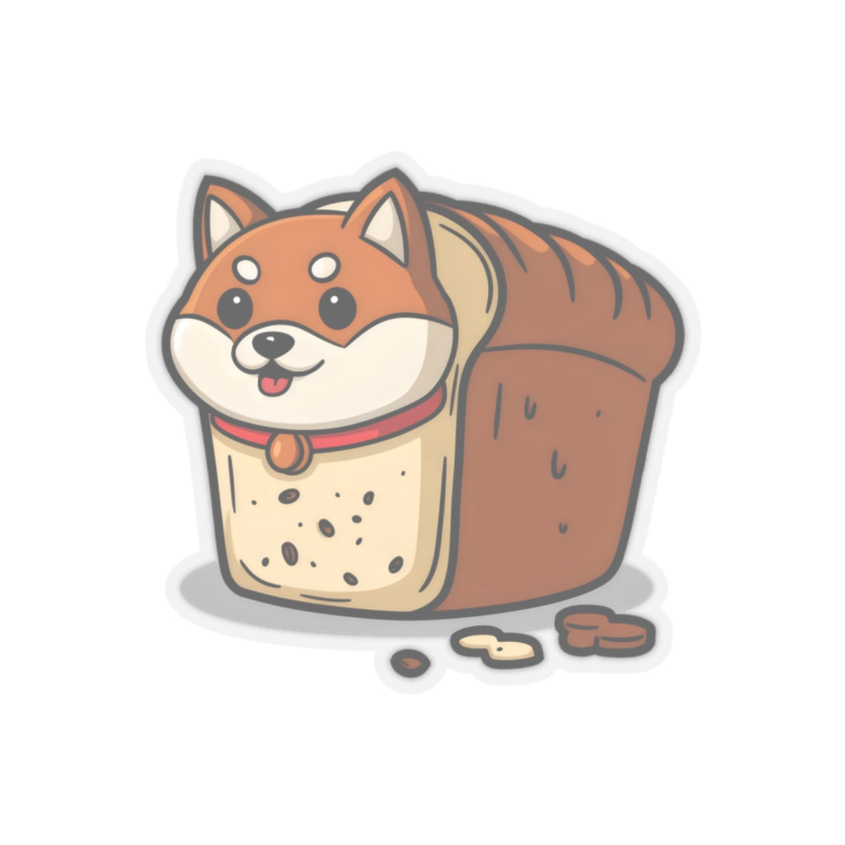 Cute Funny Dog Cartoon Shiba Bread Loaf Kiss-Cut Stickers