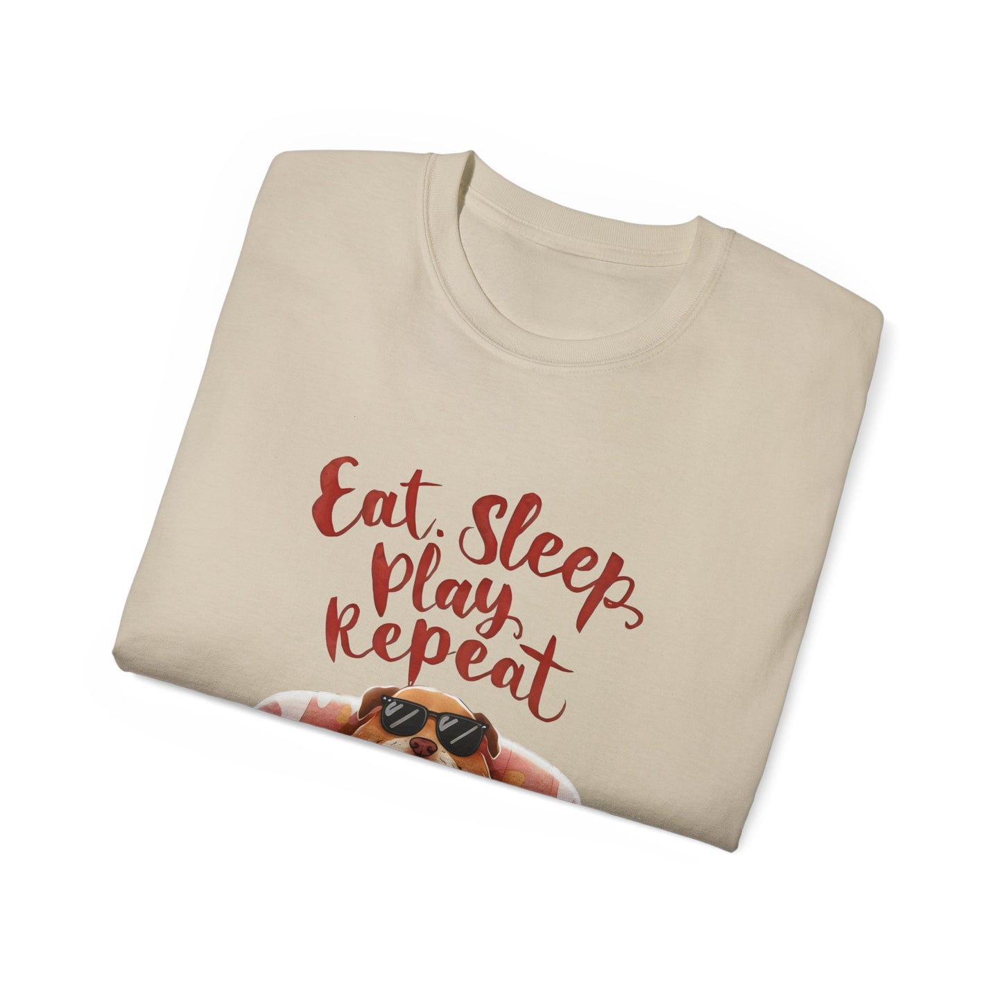 Cute Dog Cartoon Eat Sleep Play Repeat Meme Unisex Organic T-Shirt