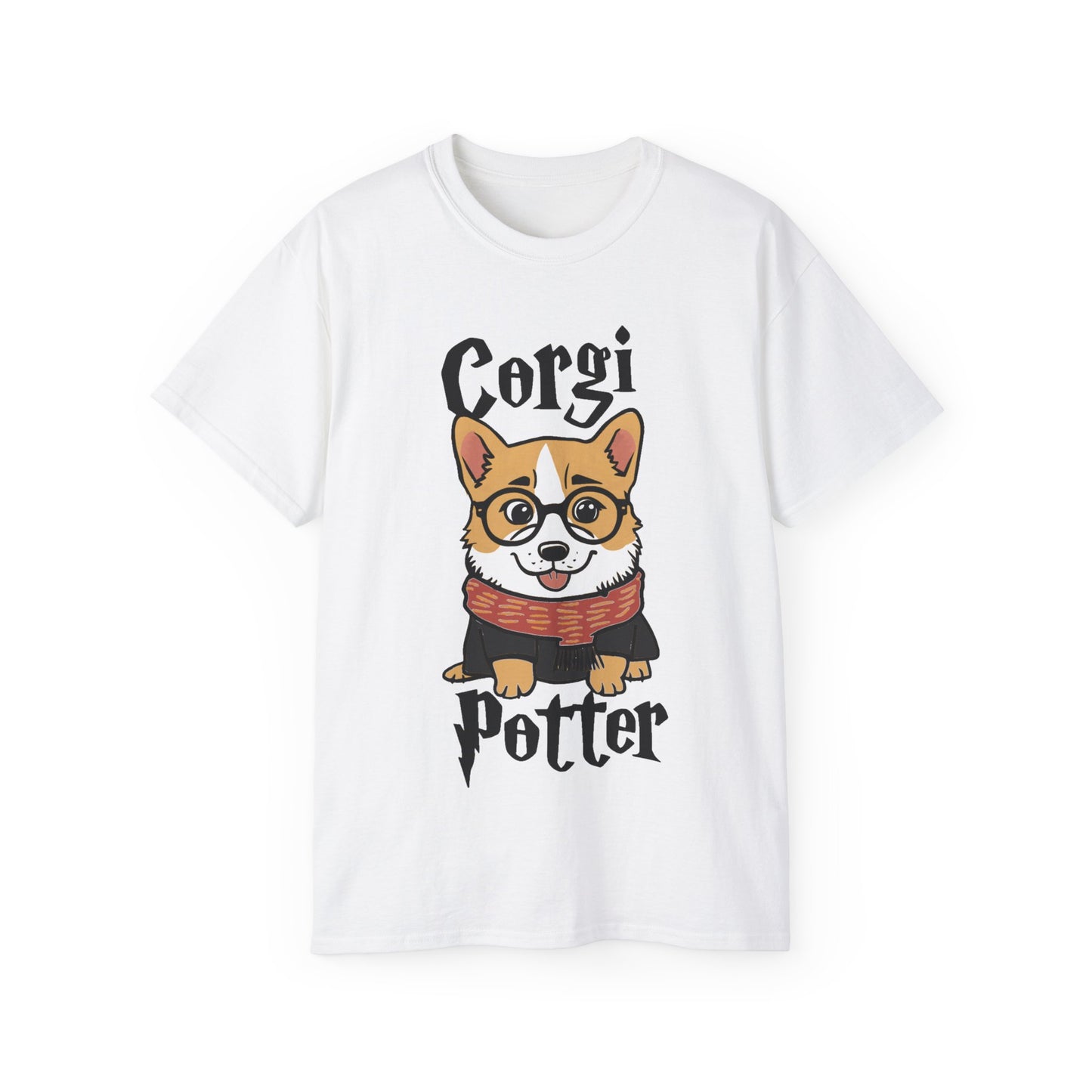 Cute Dog Cartoon Corgi Potter Unisex Organic T-Shirt